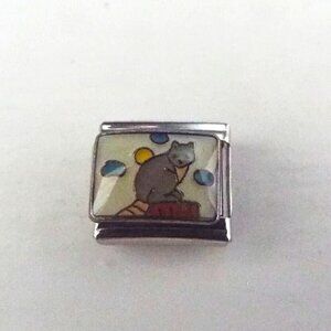 Ring Tailed cat enamel 9mm stainless steel Italian charm bracelet link new